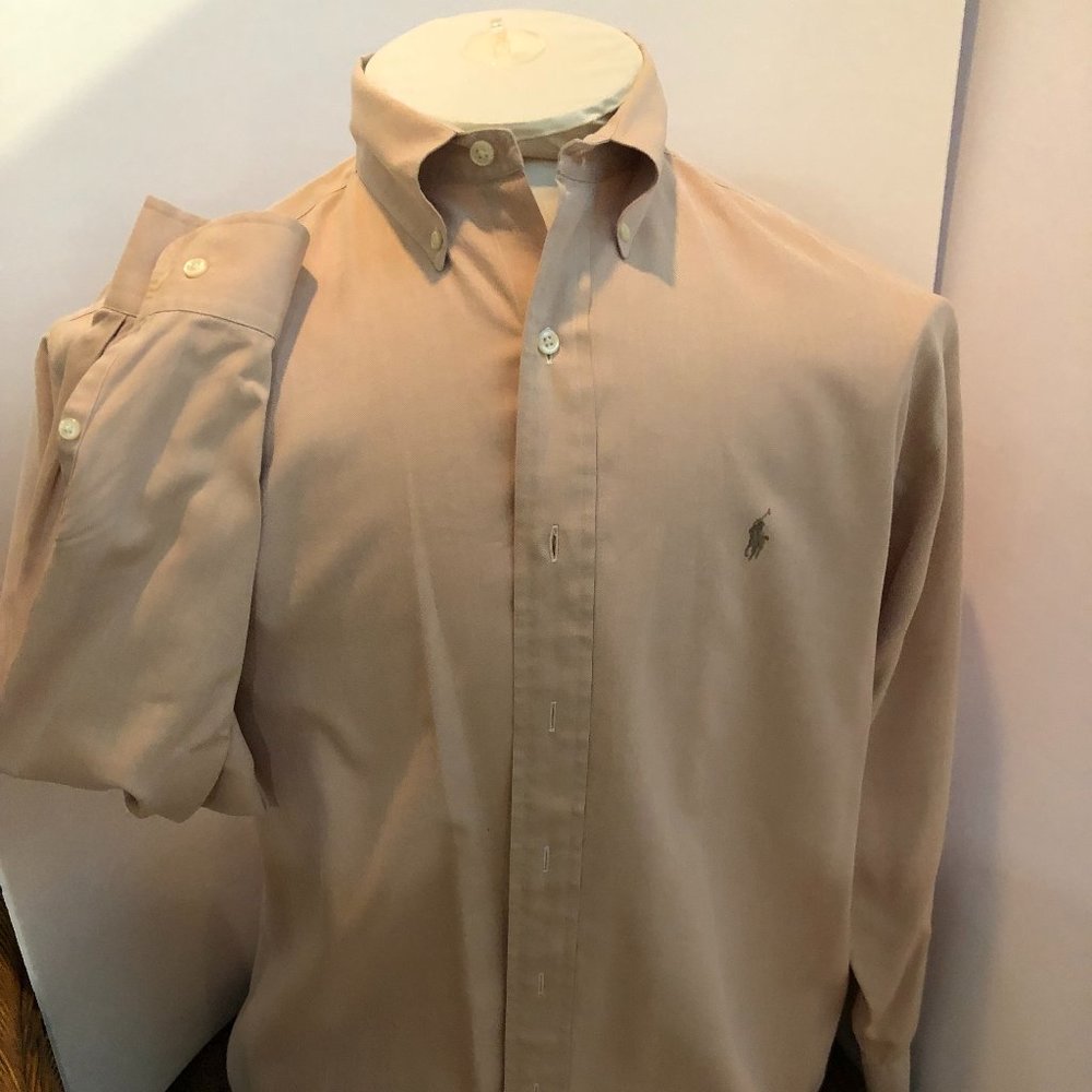 Ralph Lauren Light Tan Button Down Dress shirt  16 1/2   32/33